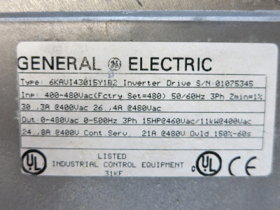 GE 6KAVI43015Y1B2 15HP AC VS Drive AV-300i 3PH 480V Inverter 21A 15 HP 6KAV1 (DW4716-1)