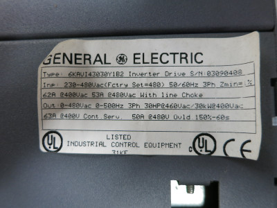 GE 6KAVI43030Y1B2 30HP AC VS Drive AV-300i 3PH 480V Inverter 50A 30 HP 6KAV1 (DW4730-1)