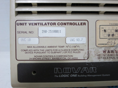 Novar UVC-10 BRC V3.7 Logic One Unit Ventilator Controller 6380010 HPC UVC-BRC (DW4955-1)