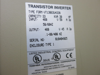 Toshiba VT130G3U4330 30HP G3 Tosvert-130 Inverter VS AC Drive 460V 30 HP (DW5070-1)