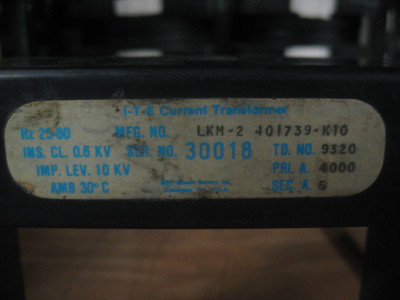 ITE LKM-2 Current Transformer 4000:5 401739-K10 LKM2 5A (EBI2591-3)