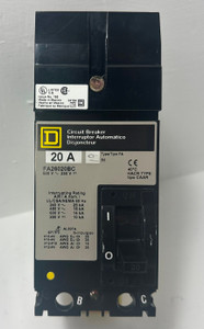 Square D I-Line FA26020BC 20A 2 Pole Circuit Breaker 600V Type FA 20 Amp 2P HACR (EM4662-1)