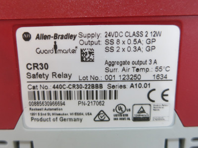 Allen Bradley Guardmaster 440C-CR30-22BBB Safety Relay w/ 440C-ENET + 2080-OW4I (DW5191-1)