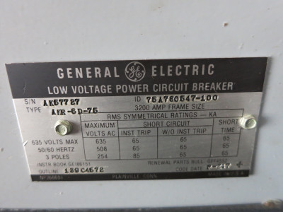 GE AKR-6D-75 3200A MO Circuit Breaker LS Microversa Trip TA9VT32MA1 3200 Amp (DW5224-2)