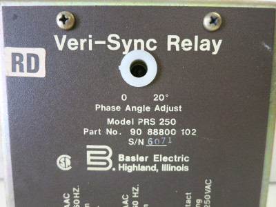 Basler Electric 90 88800 102 Model PRS 250 Veri-Sync Relay 9088800102 PRS250 (DW5309-9)