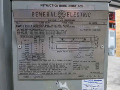 GE 750-966 kVA 4800 Delta to 208Y/120 Pad Mount Oil Filled Transformer 3PH 208 (DW5333-2)