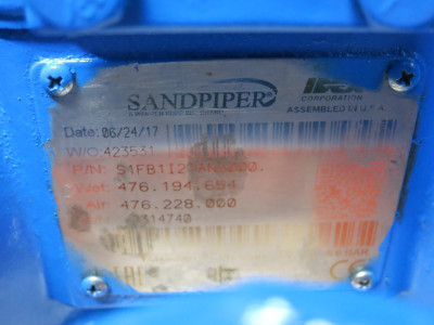 Sandpiper S1FB1I2TANS000. Double Diaphragm Pump 125 PSI 8.6 BAR 1" Cast Iron (DW5365-1)
