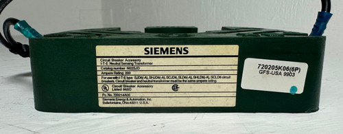 Siemens N02SJD 200A Neutral Sensing Transformer SJD6 SHJD Circuit Breaker ITE CT (EM4707-11)