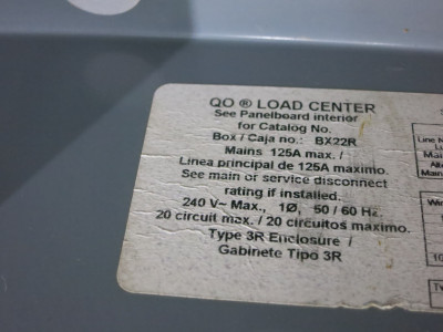 Square D QO Load Center 1PH 125A Main Breaker Panel Board 120/240V 20 Circuit 3R (DW5468-15)