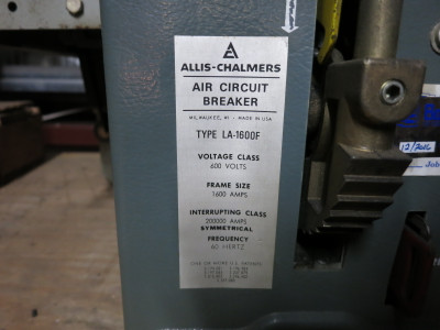 Allis-Chalmers LA-1600F 1600A Air Breaker LSIG SRH56LSIG Trip Unit LA 1600 Amp (DW5484-1)
