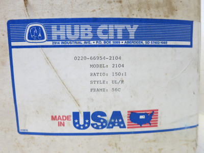 NEW Hub City 0220-66954-2104 Worm Gear Speed Reducer 150:1 UL/R 56C 2100 (DW5517-1)