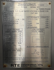 RTE 2575-2000 kVA 13200 to 600Y/346 V Pad Mount Oil Transformer 600V 13800 600 (PM3219-1)