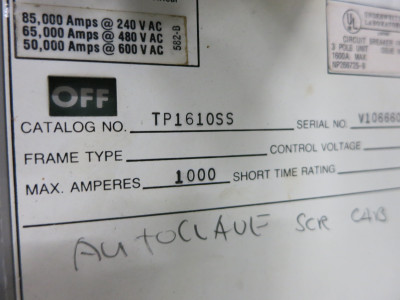GE TP1610SS 1000A Power Break Circuit Breaker RMS-9 LSI Trip Unit 1000 Amp Plug (DW5710-1)