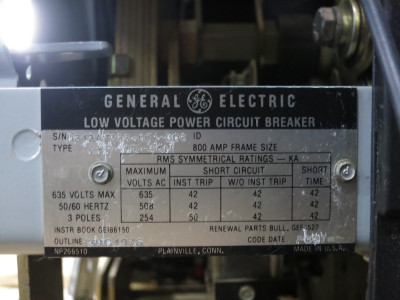 GE AKR-7D-30H 800A Power Circuit Breaker LS RMS-9 Trip Unit TS20LST1 800 Amp MO (DW5823-1)