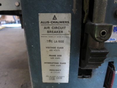 Allis-Chalmers LA-1600 1600A Air Breaker LSI RH52CLSI Trip Unit LA 1600 Amp MO (DW5840-1)
