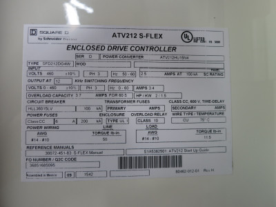 NEW Square D ATV212 S-Flex VS Drive Controller 2 HP Enclosed SFD212DG4W VFD 460V (DW6093-1)