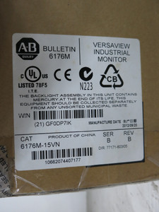 NEW Allen Bradley 6176M-15VN Ser B 15" Standard Screen Monitor 1550M 15 in Vesa (DW6097-1)