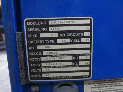 Hi-Tech 3PF12B-600EMES Battery Charger 208/240/480V - 24VDC Select 80 Precision (DW6163-1)