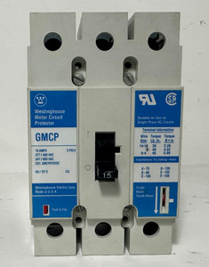 Westinghouse GMCP015E0C 15A Circuit Breaker Glossy Blue 480/600V 3P GMCP 15 Amp (EM5083-1)