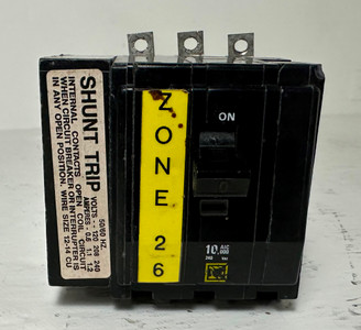 Square D QOB3101021 10A Circuit Breaker w/ Shunt Trip 240 VAC QOB 3 Pole 10 Amp (EM5093-15)