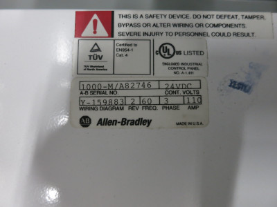 NEW Allen Bradley 1000-M/A82746 100-D110 Reversing Contactor Enclosed Type 12 (DW6316-1)