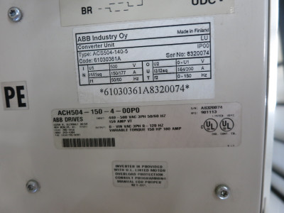 ABB ACS504-140-5 Converter Unit 150 HP ACH504-150-4-00P0 AC VS Drive 3PH 180A (DW6386-1)