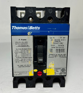 Thomas & Betts FS340100B 100A Circuit Breaker 3P 480 VAC Type FS Eaton 100 Amp (EM5210-1)