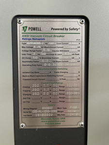 Powell 05PV50CDRX-2 1200A 4.76 kV Vacuum Circuit Breaker 250V GE 5kV 1200 Amp (DW6533-2)