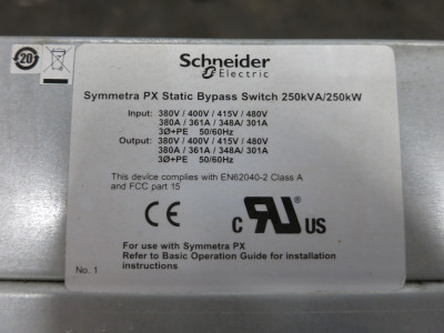 APC SYSW250KD Symmetra PX Static Bypass Switch 250kVA 480V 301A 3PH 250kW (DW6566-1)