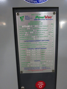 Powell 15PV25AMD3-2 1200A 15 kV Powl-Vac Vacuum Breaker 1200 Amp PowlVac 15PV (DW6568-1)