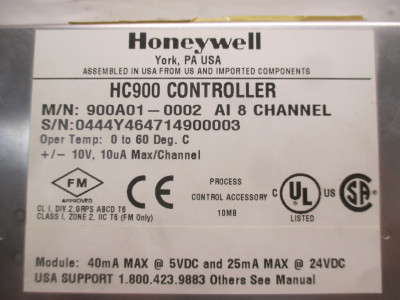 Honeywell 900A01-0002 HC900 Controller AI 8 Channel PLC Card 900A010002 (AH0057-14)