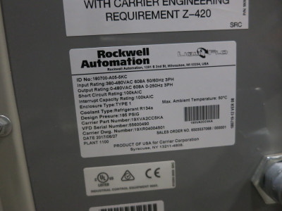 Carrier Chiller Frequency Drive Motor Control 505 kVA LiquiFlo LF200608CCR 19XV (DW6618-4)