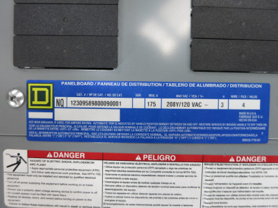 Square D 175A NQ Panel Board Main Breaker 208Y/120V 3PH 4W 175 Amp QBL32175 3R (DW6626-3)