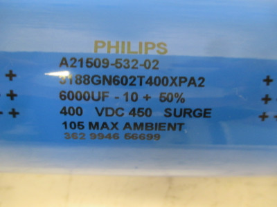 Philips 3188GN602T400XPA2 6000uF 400VDC Capacitor A21509-532-02 450 Surge (AH0125-5)
