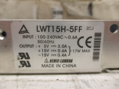 NEW Nemic-Lambda LWT15H-5FF Module Open Frame Switching Power Supply I/O NIB (AH0136-1)
