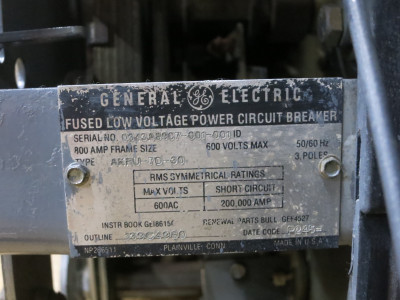 GE AKRU-7D-30 800A Fused Air Circuit Breaker LSI Trip TS20LSIT1 800 Amp MO RMS (DW6659-2)