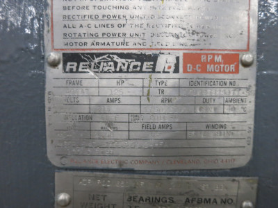 REBUILT Reliance 125 HP DC Motor 406AT 500V 1750/2100 RPM Type TR 203A 500 VDC (DW6688-1)