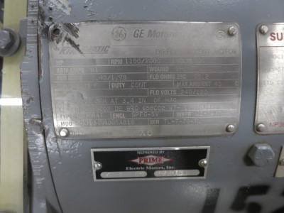 REBUILT GE 50 HP DC Motor CD368AT SPFG-SV 500V 1150/2000 RPM 500 VDC Kinamatic (DW6697-1)