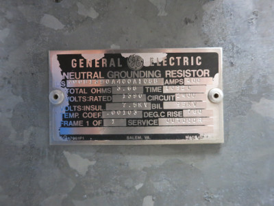 GE Double Neutral Grounding Resistor 400A 3.68 Ohms 1390V 400 Amp 2400V (DW6750-1)