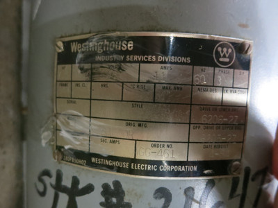 Westinghouse 7.5 HP AC Motor 460V 3450 RPM 11A 460 VAC (DW6789-1)