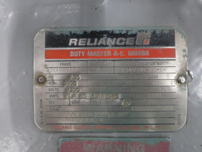 REBUILT Reliance 285 HP 2300V AC Motor Chiller 3600 RPM York YT CodePak 65 FLA (DW6802-1)