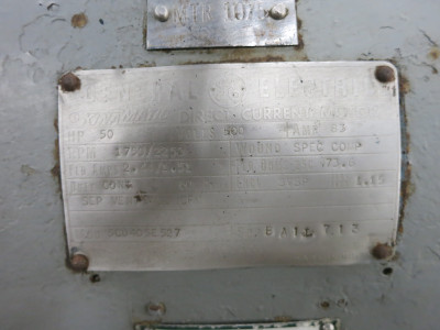 GE 50 HP DC Motor 5CD405E527 500V 1750/2250 RPM SVSP 500 VDC Kinamatic 83A (DW6805-1)