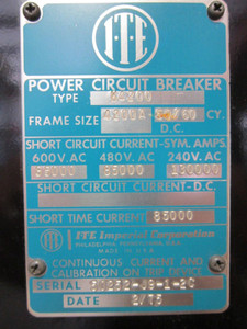 ITE Imperial 4000 Amp K4000 Breaker AC-PRO Trip K4200 4200 Amp M/O D/O LS K-Line (EBI2575-1)