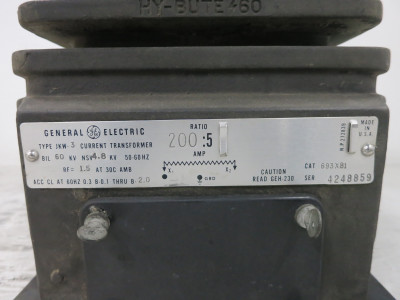 GE 693X81 Current Transformer Type JKW-3 Ratio 200:5 Amp CT 4.8 kV Outdoor (DW6829-3)