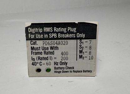 Cutler Hammer PD6S04A020 200A Digitrip RMS Rating Plug SPB Circuit Breaker 200 (EM5359-1)