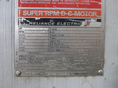 Reliance 300 HP DC Motor B587ATZ 500V 1150/1500 RPM Type TR 476A 500 VDC SPSV (DW6894-1)