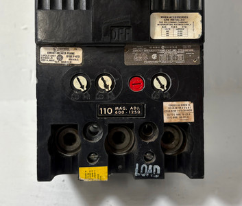 GE TFK236F000 225A Circuit Breaker 110 Amp Trip 600V TFK236110 General Electric (EM5390-1)