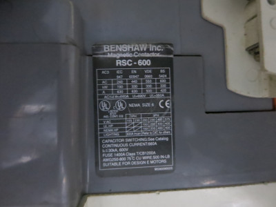Benshaw RSC-600 Size 6 Magnetic Contactor 660 Amp 3PH 400 HP 120V Coil 660A Sz6 (DW7025-1)