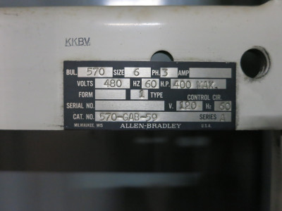 Allen Bradley Size 6 400 HP Autotransformer Motor Starter Reduced Voltage 480V (DW7050-3)