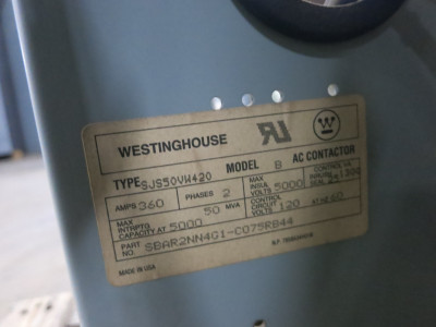 Westinghouse SJS50VW420 360A 5kV AC Vacuum Contactor Ampgard 2P Reversing SJS (DW7070-1)